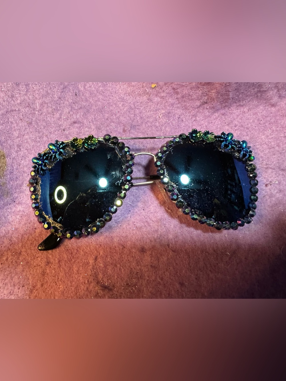 Oil slick aviator spider charmed sunglasses